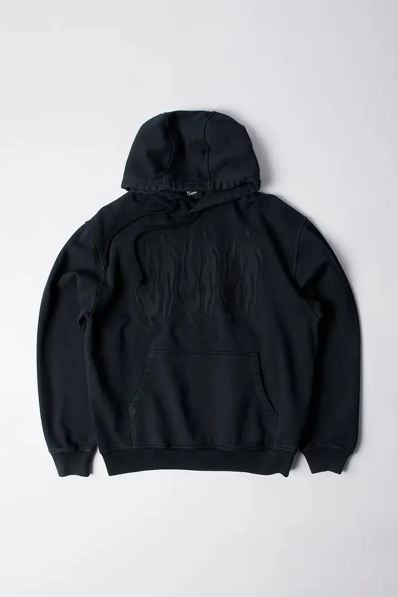 by Parra felpa in cotone Connected guy hooded uomo colore nero con cappuccio con applicazione 54226