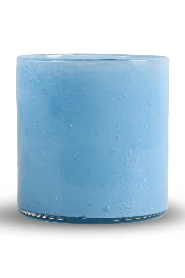 portacandele decorativo in vetro colorato 15 x 15 cm Blu