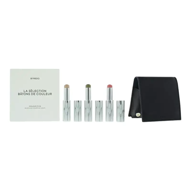 Byredo Set Blu Scuro Ombretto 509 Solar Flare 3,5 g + Ombretto Kumato Face 3,5 g + Ombretto Stick Flower Play 3,5 g + Astuccio in Pelle
