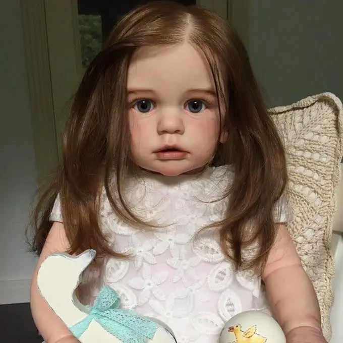 BZDOLL Reborn BZDOLL 60 CM 3D-Paint Pelle Morbida Silicone Reborn Baby Doll Per Ragazza Panno Corpo Realistico Capelli Lunghi Principessa