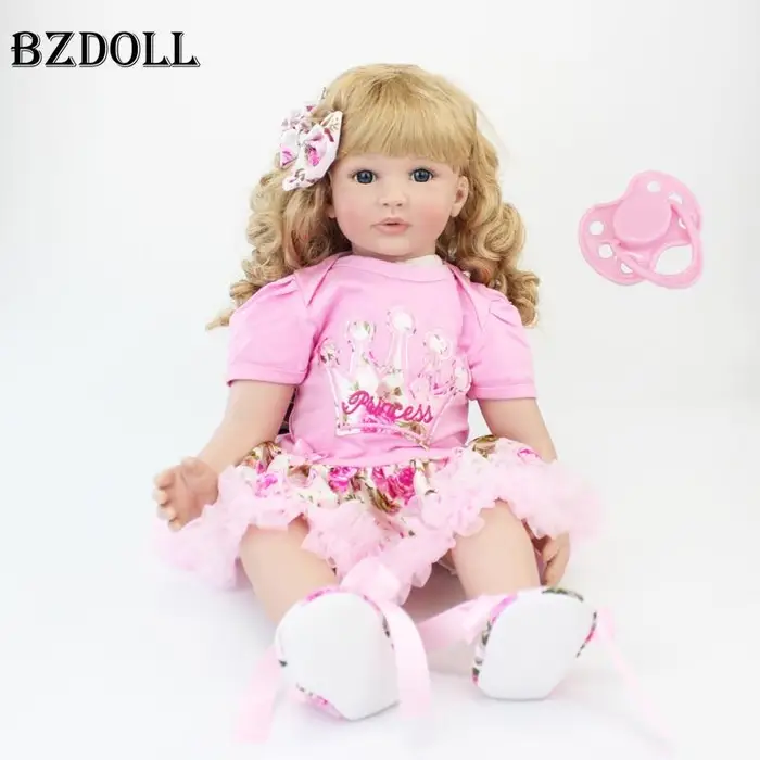 BZDOLL Reborn BZDOLL 60 cm Silicone Bebe Reborn Bambino Bambola 24 pollici Morbido Vinile Arti Vivo Neonato Ragazza Bel Regalo di