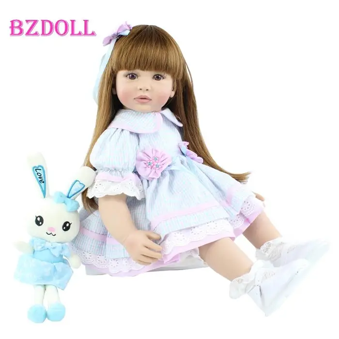 BZDOLL Reborn BZDOLL 60 CM Silicone Reborn Girl Doll Giocattolo Realistico Vinile Principessa Bambino Neonati Alive Bebe Vestire Ragazza