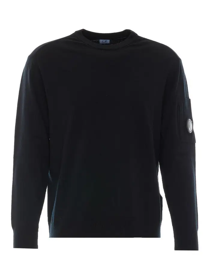 C P Company Maglia in lana merino extrafine lente Nero