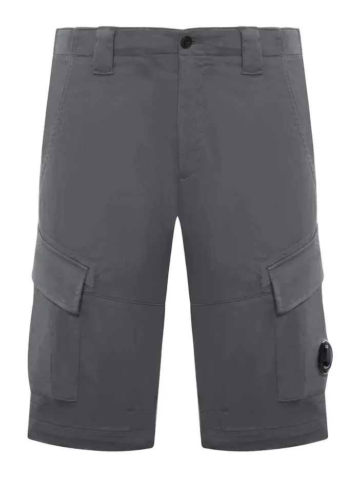 Pantaloncini cargo elasticizzati in raso Grigio