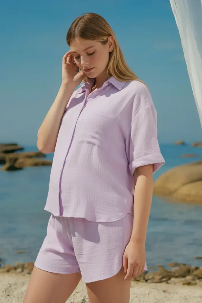 Cache Coeur ICE CREAM | Pigiama Premaman e Allattamento Lilla Purple