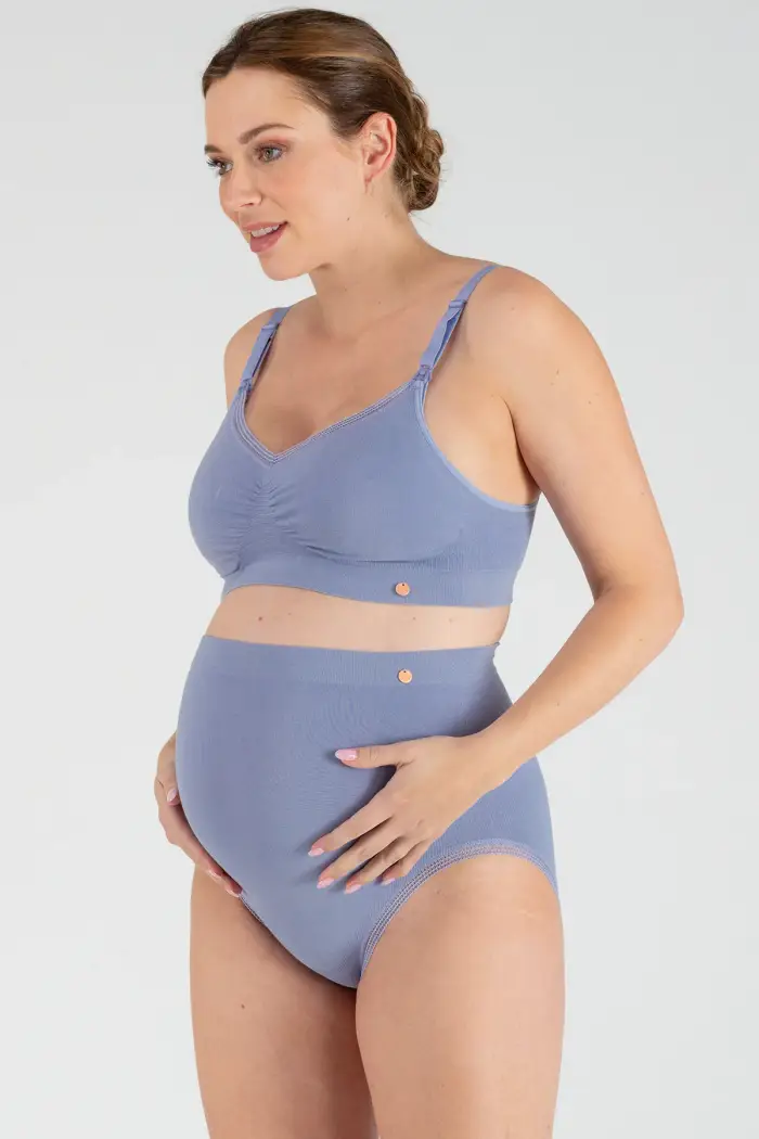 Cache Coeur ORGANIC | Culotte Premaman a Vita Alta Bluette Blue