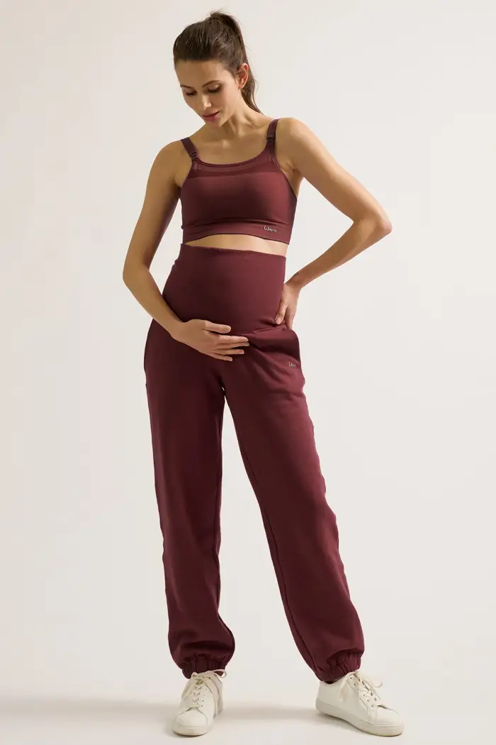 Cache Coeur WOMA | Pantaloni Jogger Premaman Prugna Prune