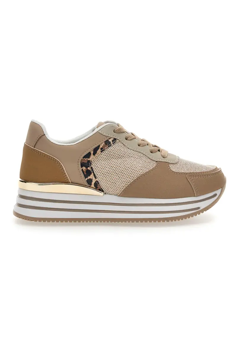 CAFE' COST Sneakers Beige Con Dettagli Animalier 230 [LEOPARD]