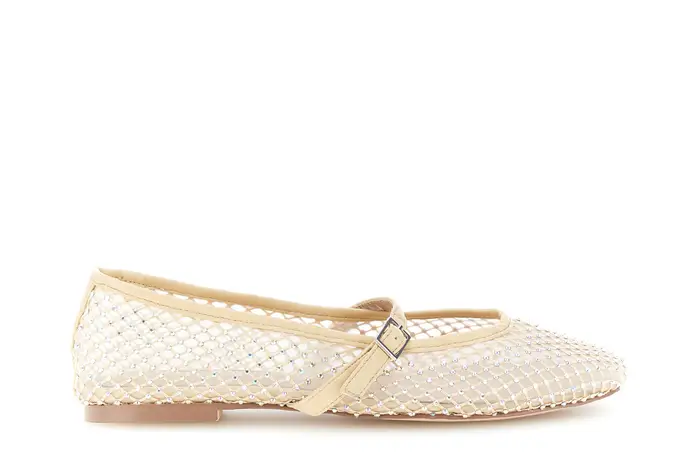 CafèNoir ballerine con retina e multistrass platino