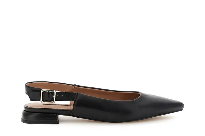 CafèNoir ballerine in pelle con laccio nero