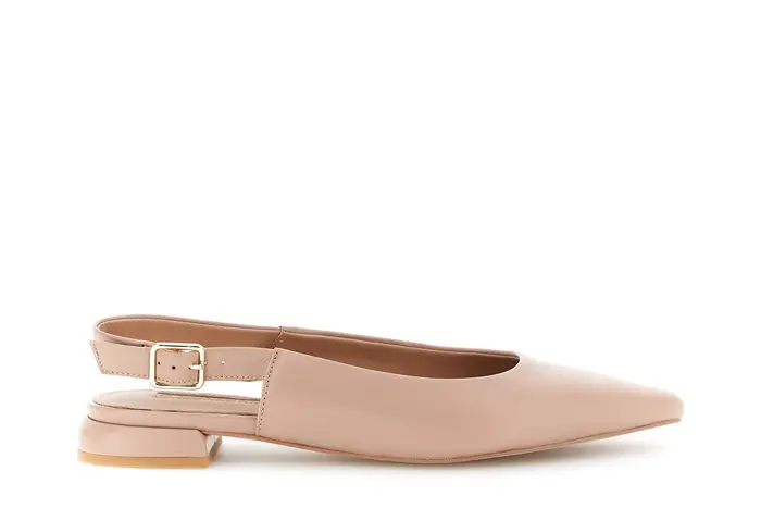 CafèNoir ballerine in pelle con laccio nude
