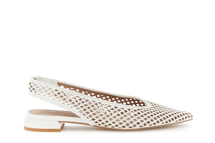 CafèNoir ballerine slingback traforate effetto pelle bianco