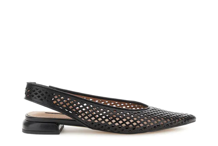 CafèNoir ballerine slingback traforate effetto pelle nero