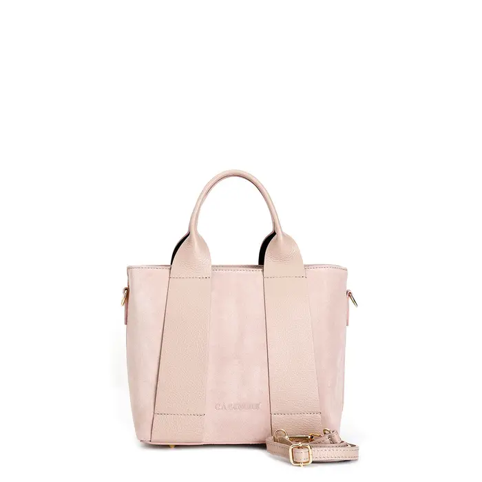 CafèNoir borsa con manici tubolari in camoscio con rifiniture in pelle martellata nude