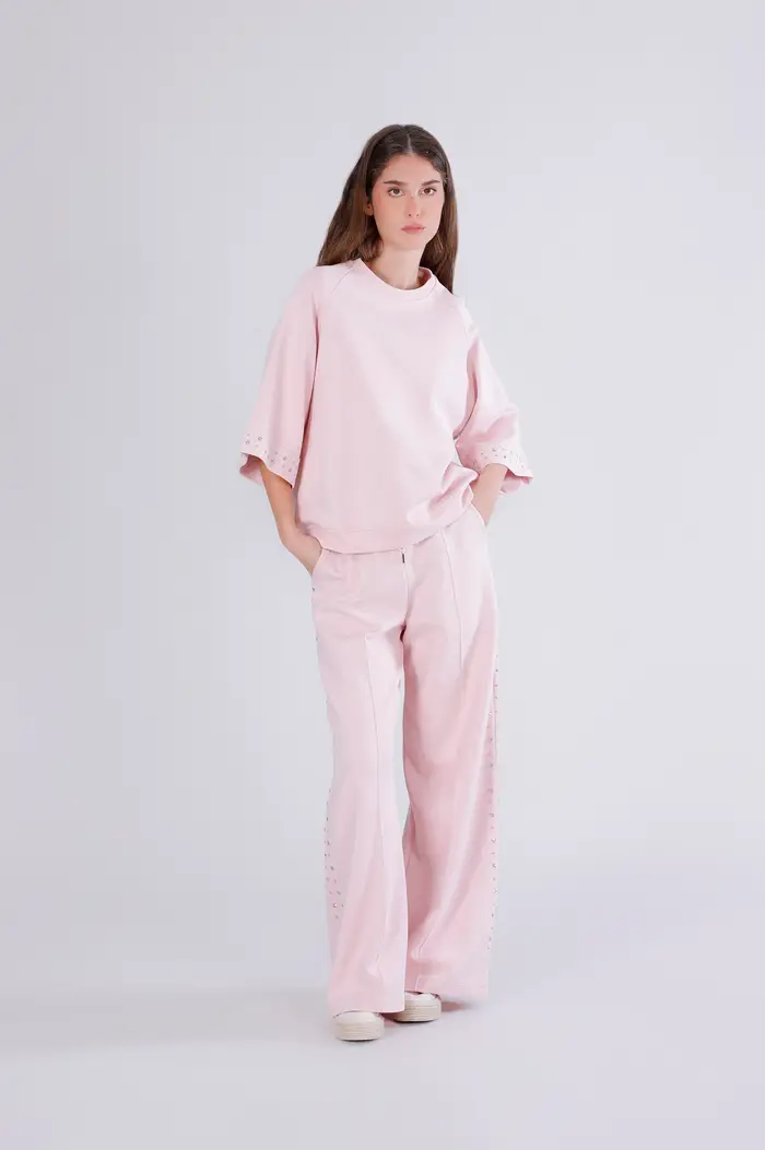 CafèNoir felpa over maniche corte con applicazioni rosa