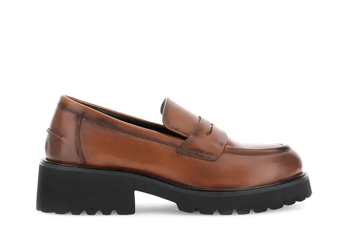 CafèNoir mocassini in pelle cuoio