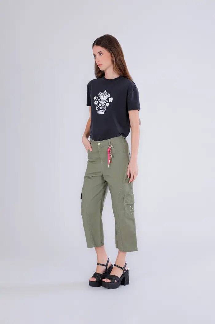 CafèNoir pantaloni cargo con borchie militare