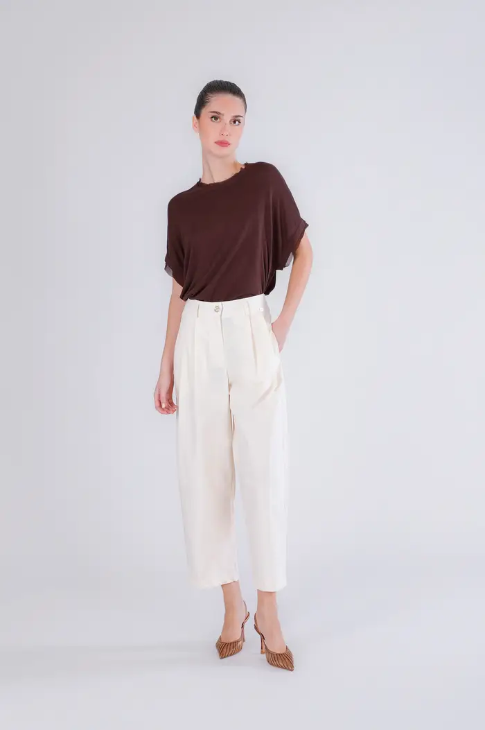CafèNoir pantaloni cocoon tela paracadute avena