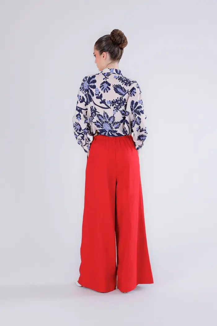 CafèNoir pantaloni palazzo con pinces in mistolino rosso
