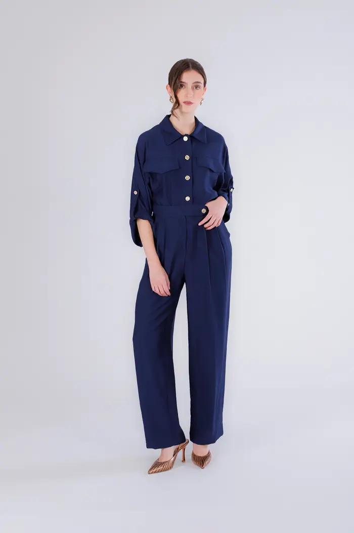 CafèNoir pantaloni palazzomistolino navy