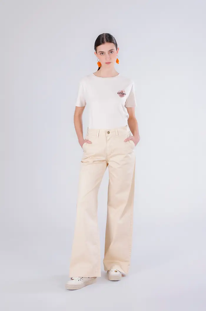 CafèNoir pantaloni wide leg tinto capo sabbia