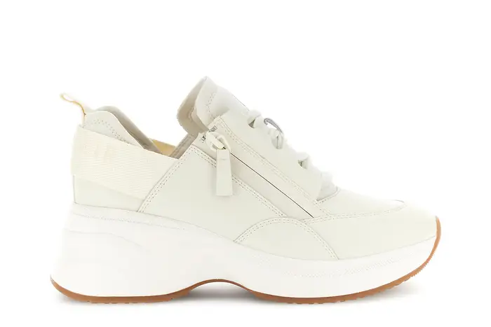 running allacciate con zip in pelle rivestita off white