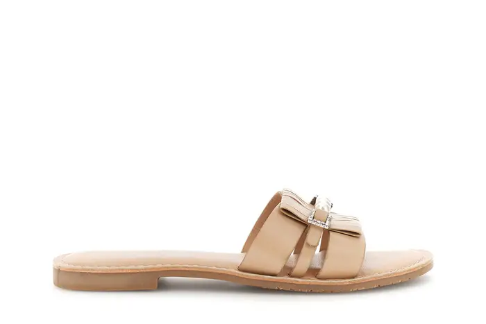 CafèNoir sandali ciabatta flat in pelle con fibbia gioiello nude