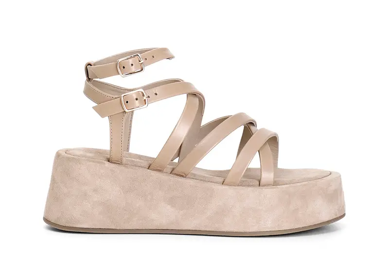 CafèNoir sandali in pelle multilistni incrociati sabbia