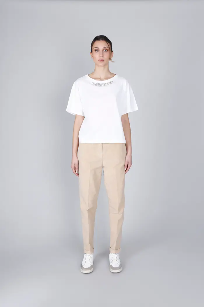 CafèNoir t-shirt con applicazione strass off white