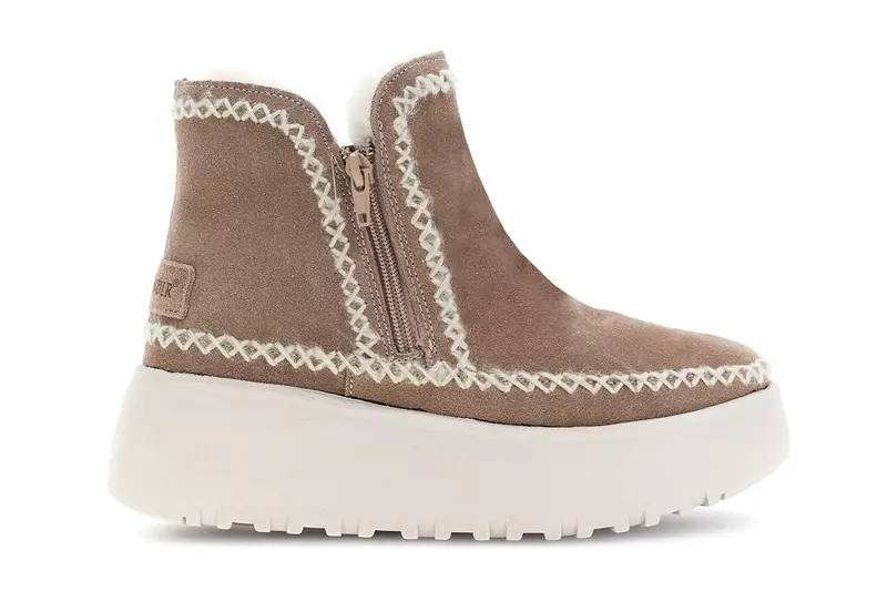 CafèNoir tronchetti in pelle scamosciata doppia zip taupe