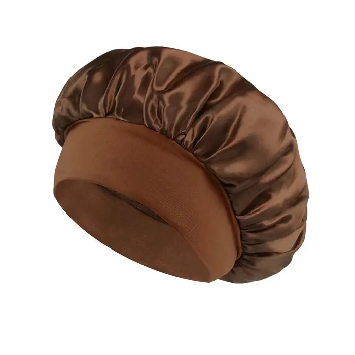 Cuffia in raso per capelli per dormire Cuffie in seta da donna Solid Solid Cappello da notte a tesa larga con elastico morbido Fascia per la cura dei capelli