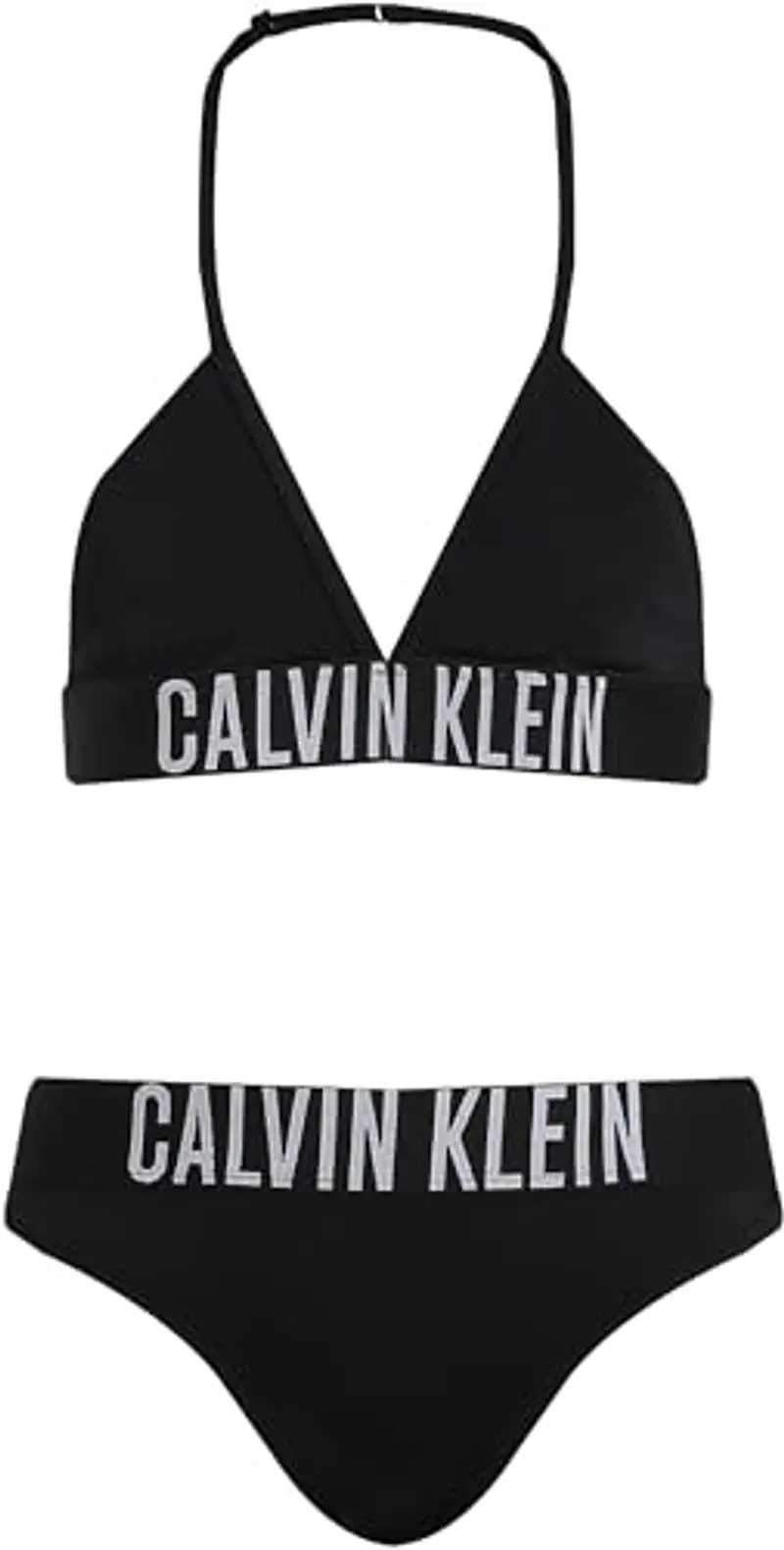 Calvin Klein Bambina Bikini Triangle Set con Fascia con Logo, Nero (Pvh Black), 8-10 Anni
