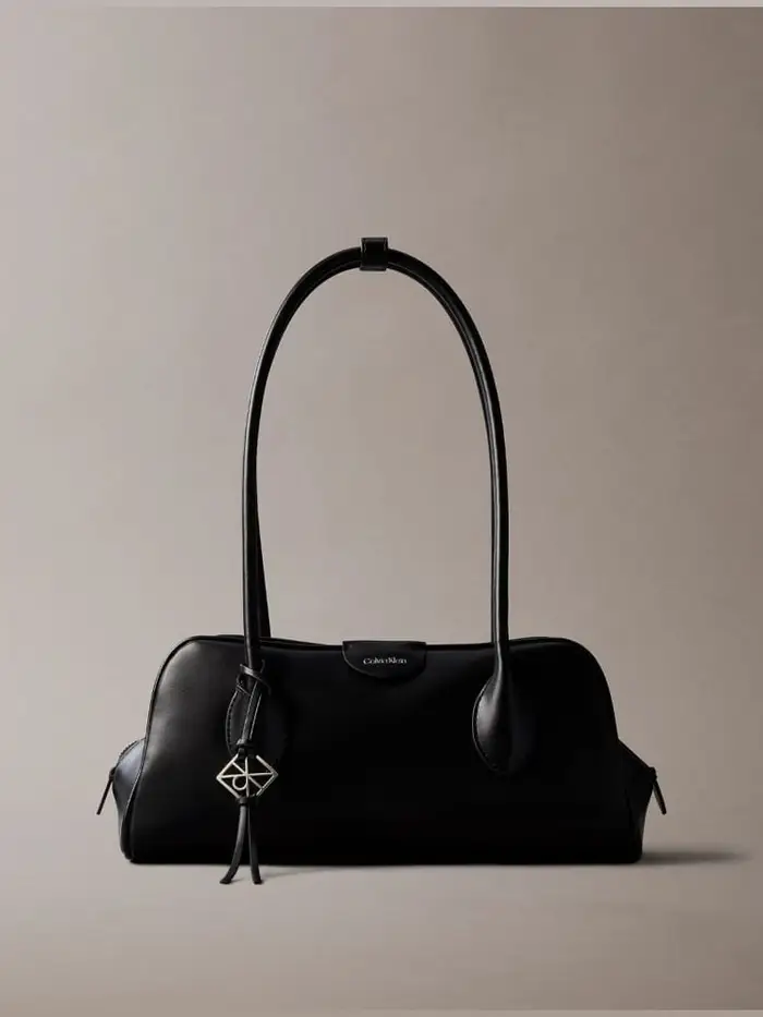 borsa a spalla donna in ecopelle nera liscia