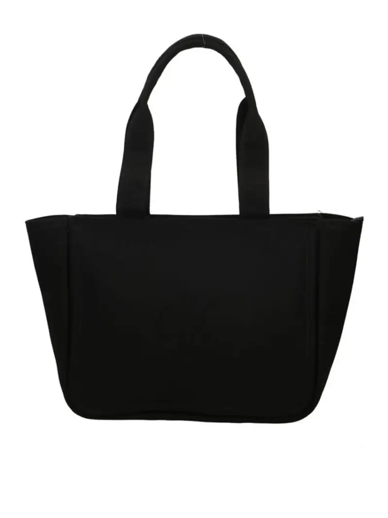 Calvin Klein borsa nera donna a spalla in tela di cotone logo sul davanti