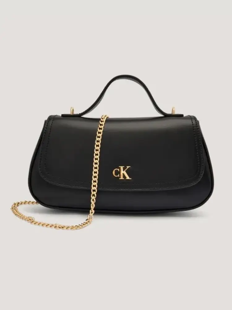 borsa nera donna in ecopelle con tracolla e logo oro