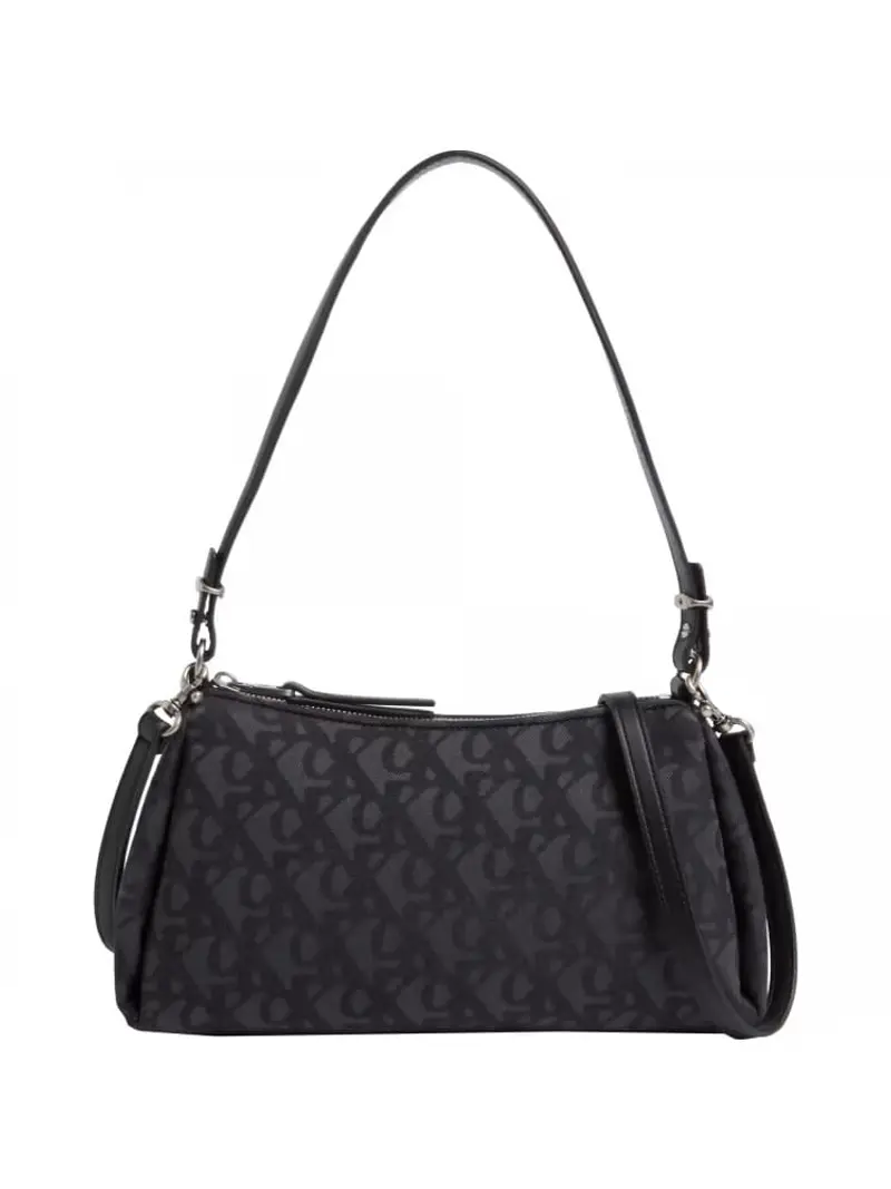 Calvin Klein borsa nera donna in tessuto a mano con tracolla logo monogram all over