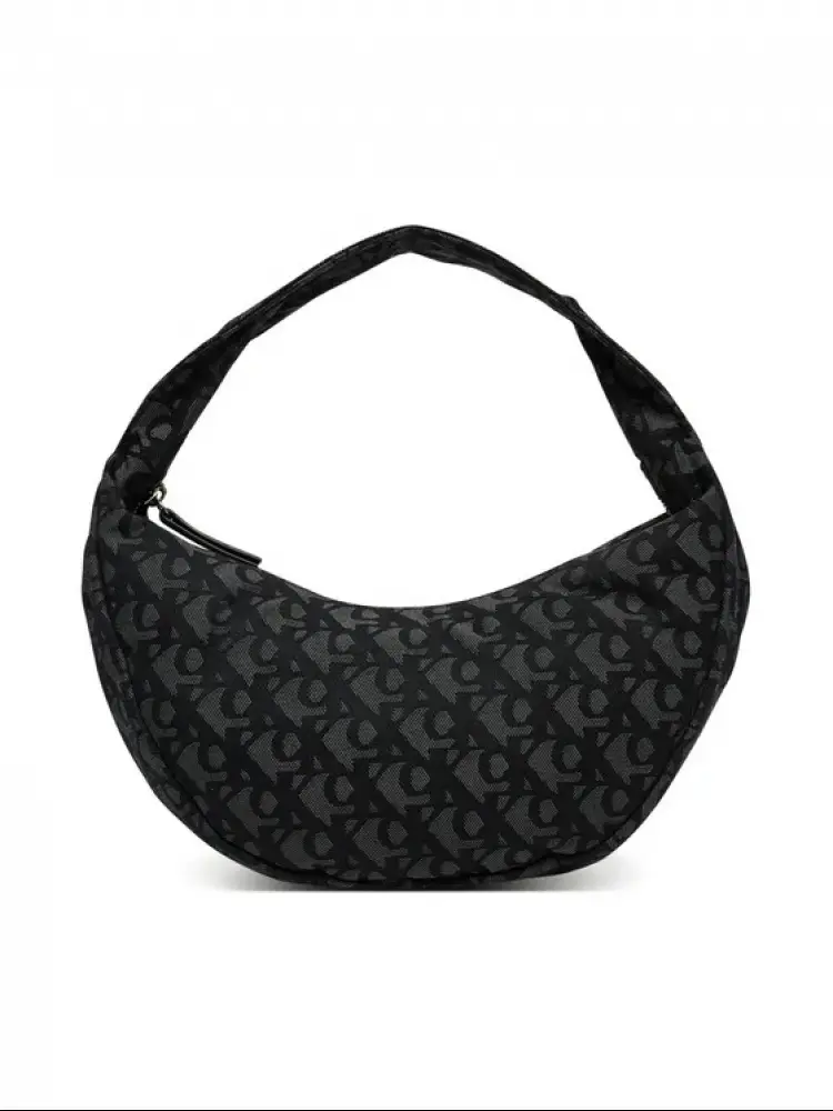 Calvin Klein borsa nera donna in tessuto mezza luna logo monogram