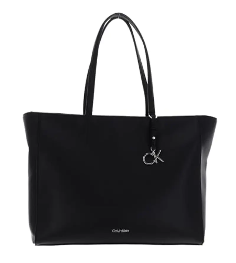 Calvin Klein Borsa Tote Bag Donna Ck Must Shopper Medium con Zip, Nera (Ck Black), Nero (Ck Black)