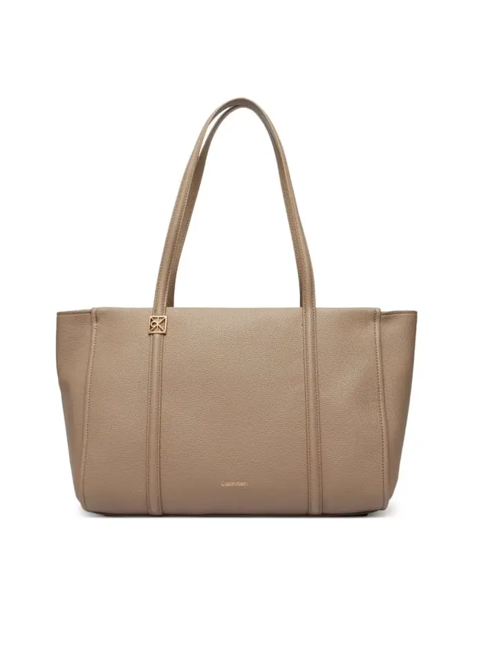 borsa tote donna in tessuto martellato beige e micrologo
