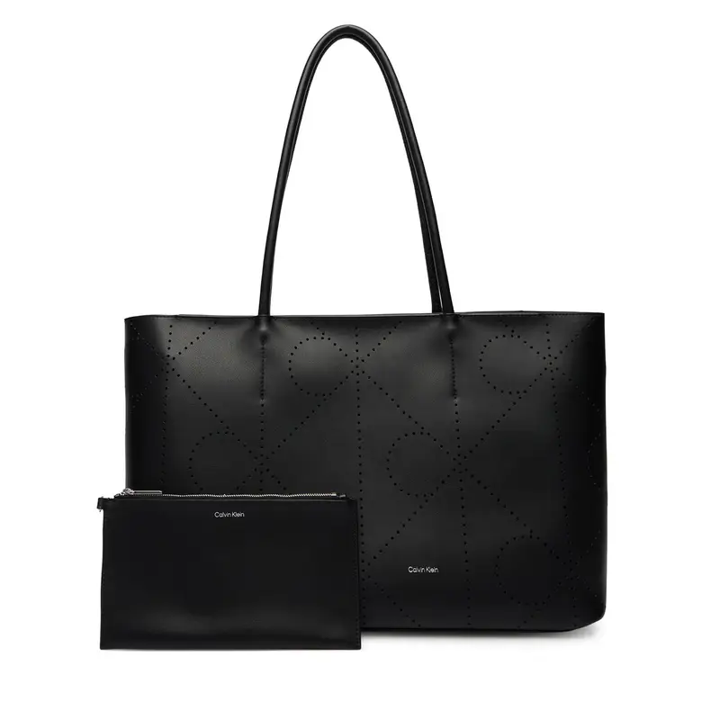 Calvin Klein Borsetta Emblem Aop Perfor Lthr Tote LV04F3359G Nero