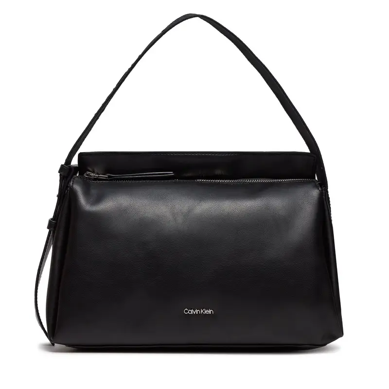 Calvin Klein Borsa a Spalla Donna Nera Logo Nero