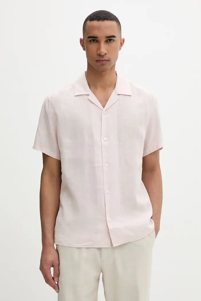 camicia da uomo con lino Beige