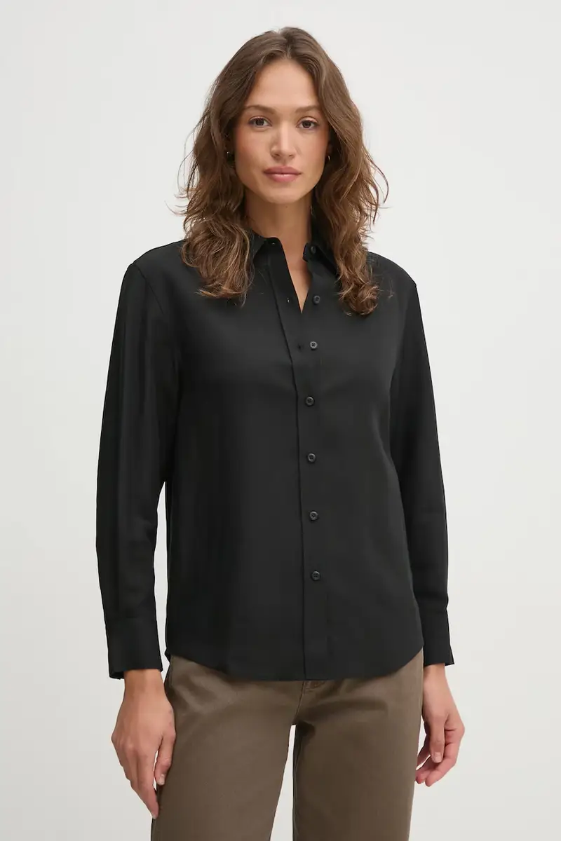 Calvin Klein camicia in lino misto donna colore nero K20K208321