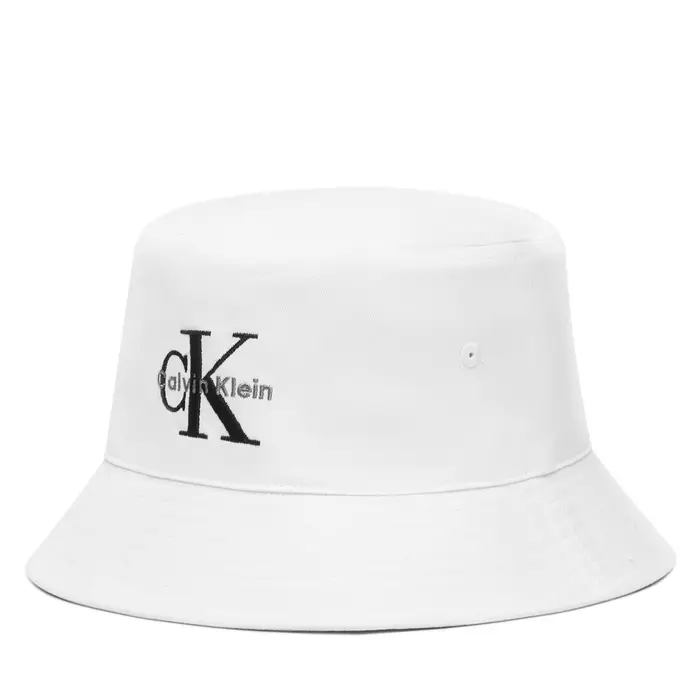 Calvin Klein Cappello Monologo Embroidery Bucket Hat LV04G5020G Bianco