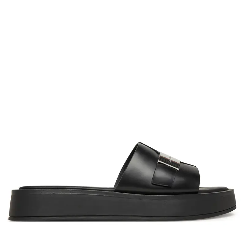 Calvin Klein Ciabatte Flatform Slide W/Ck Hw - Lth HW0HW02368 Nero