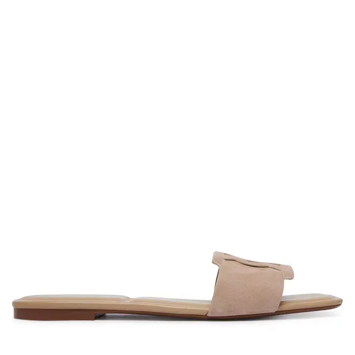 Ciabatte Calvin Klein Square Flat Sndl Embl Suede HW0HW03055 Beige