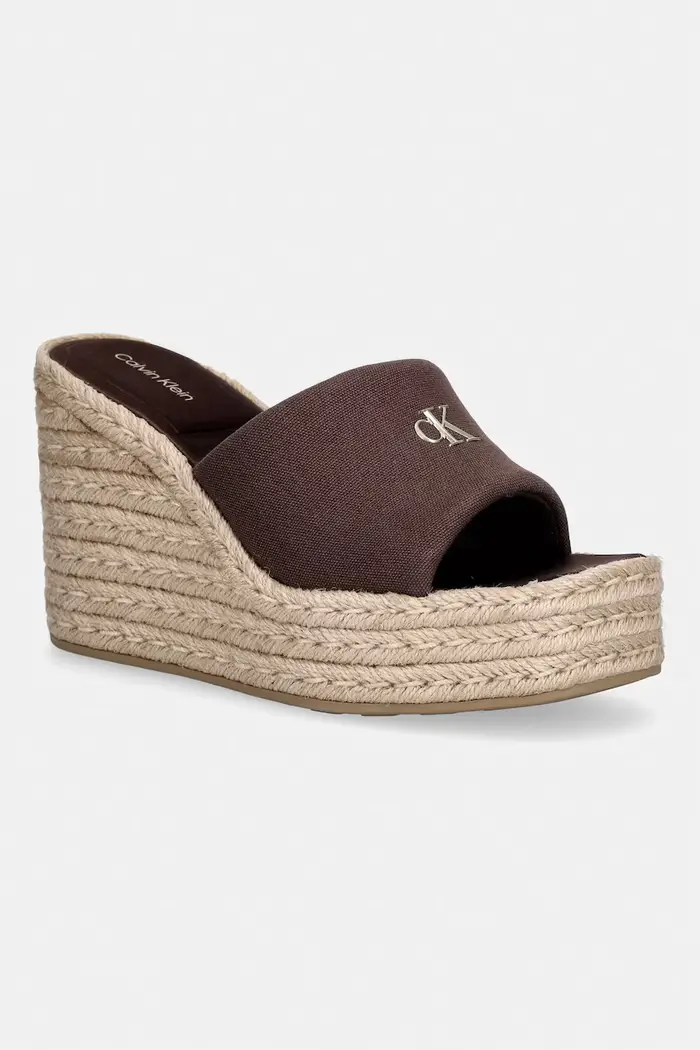 ciabatte slide su un cuneo da donna WEDGE ESPAD 70 CANVAS MG Marrone