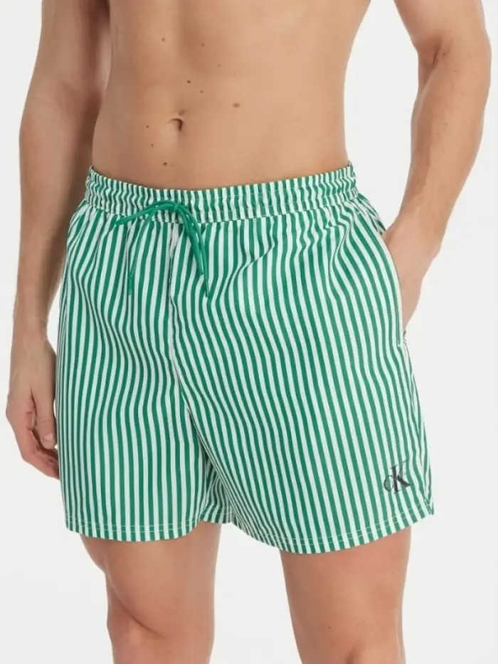 Calvin Klein costume bianco verde uomo a righe mini logo