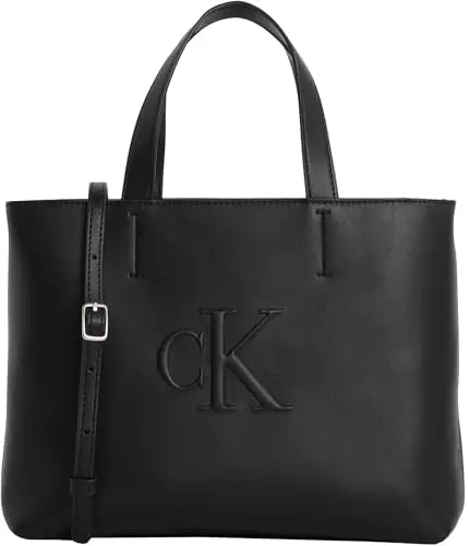 Calvin Klein Donna Borsa Tote Bag Sculpted Mini con Logo, Nero (Black)