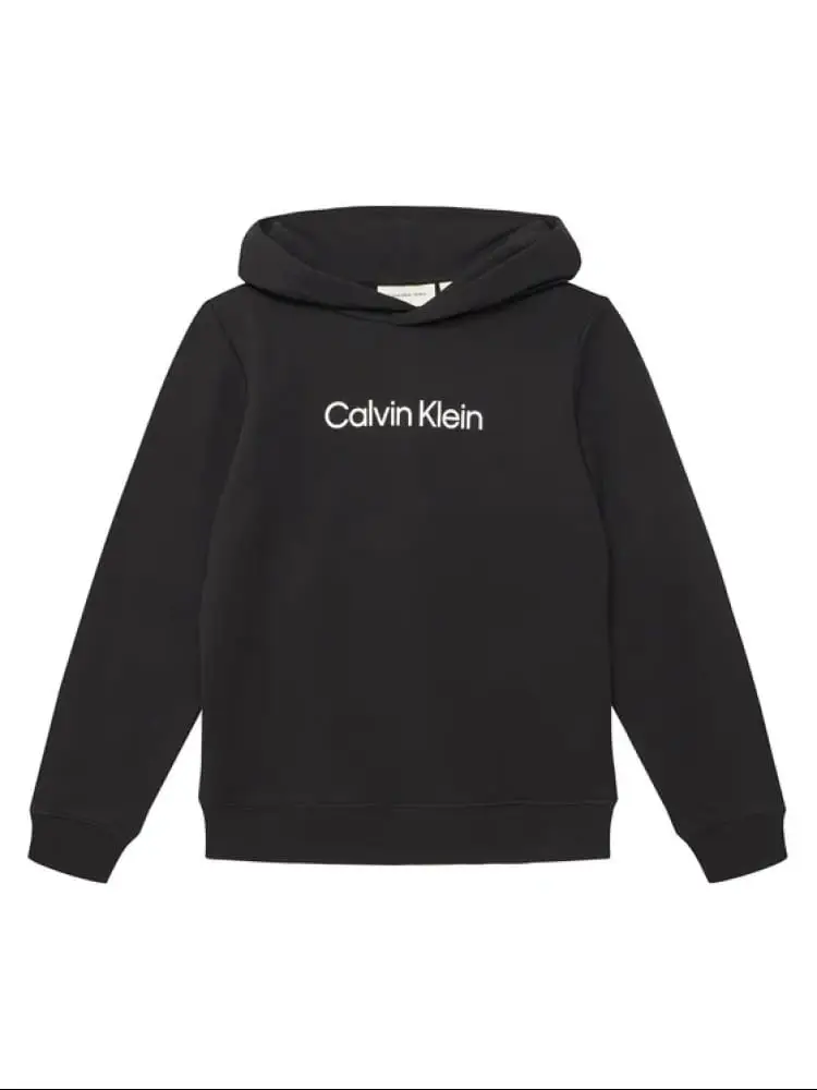 Calvin Klein felpa kids/junior con cappuccio in cotone nero con classic logo